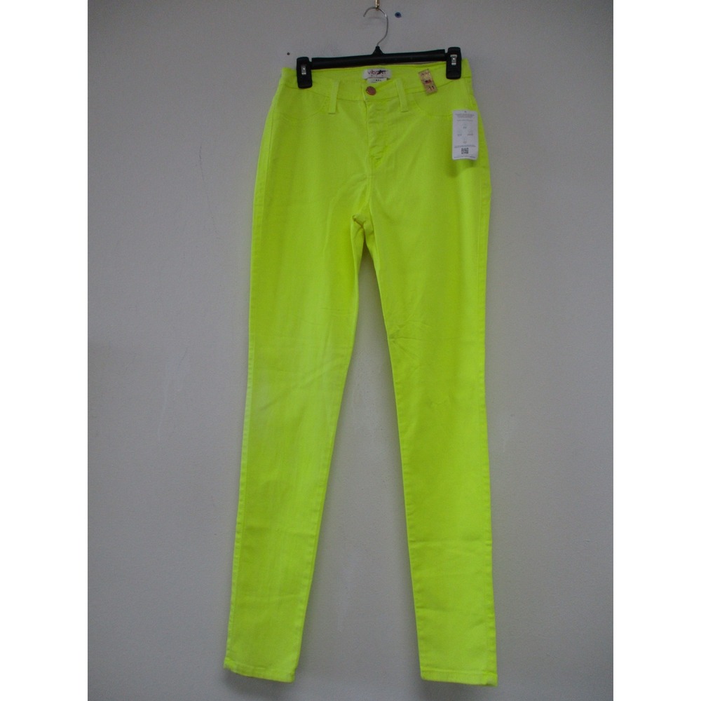 Vibrant MIU Skinny Jeans Women 11 Neon Yellow High Rise Stretch Lycra Pants